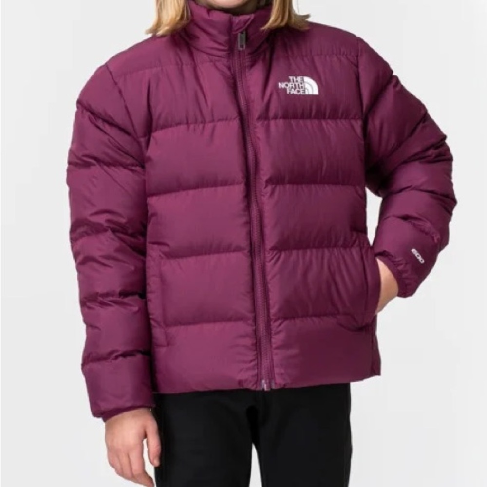 The North Face Kids Reversible Puffer Jacket | Purple & Gray | Girls M